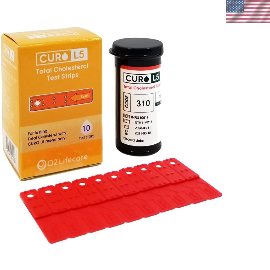 CURO L5 Blood Cholesterol  Strips Includes Total Cholesterol  Strips 10 ea De...