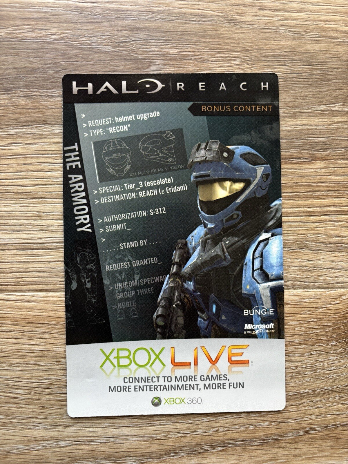 Halo Reach Spartan Recon Helmet Upgrade Xbox 360 DLC Card New Unused