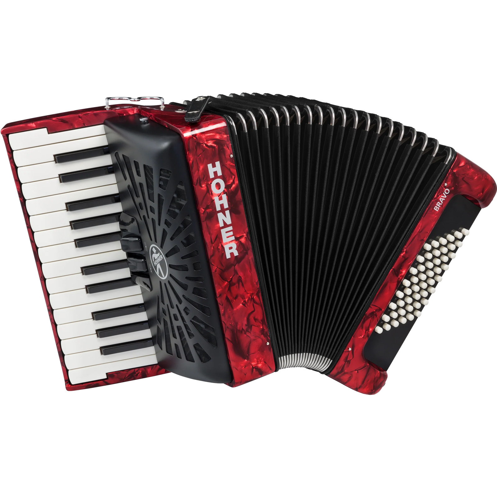 Hohner Bravo II 48 Chromatic Piano Key Accordion - Red