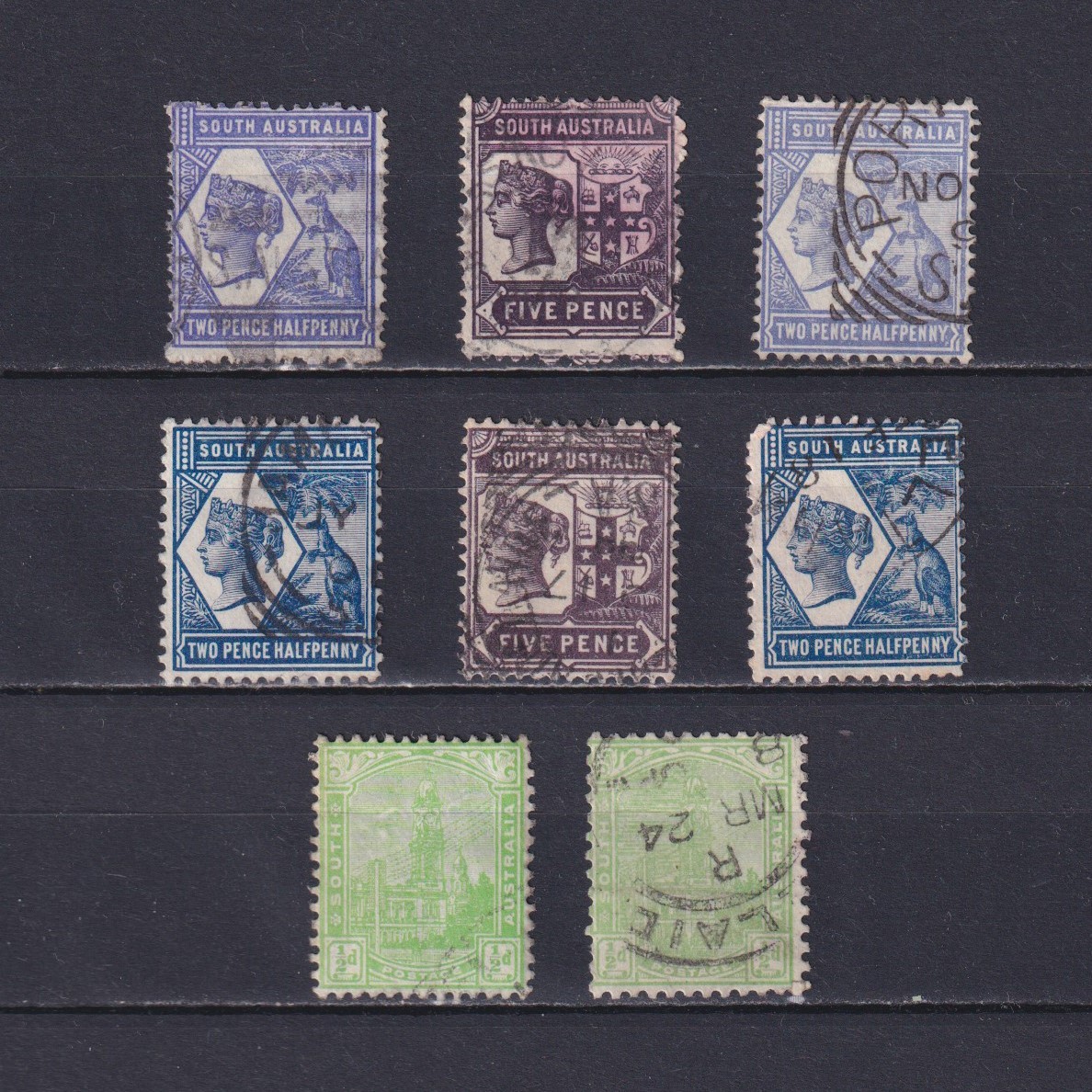 SOUTH AUSTRALIA 1894, SG# 234-242, CV £28, part set, different perf, Used