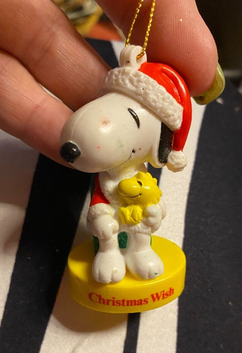 Vintage Peanuts Snoopy Plastic Christmas Ornament 2 3/4"