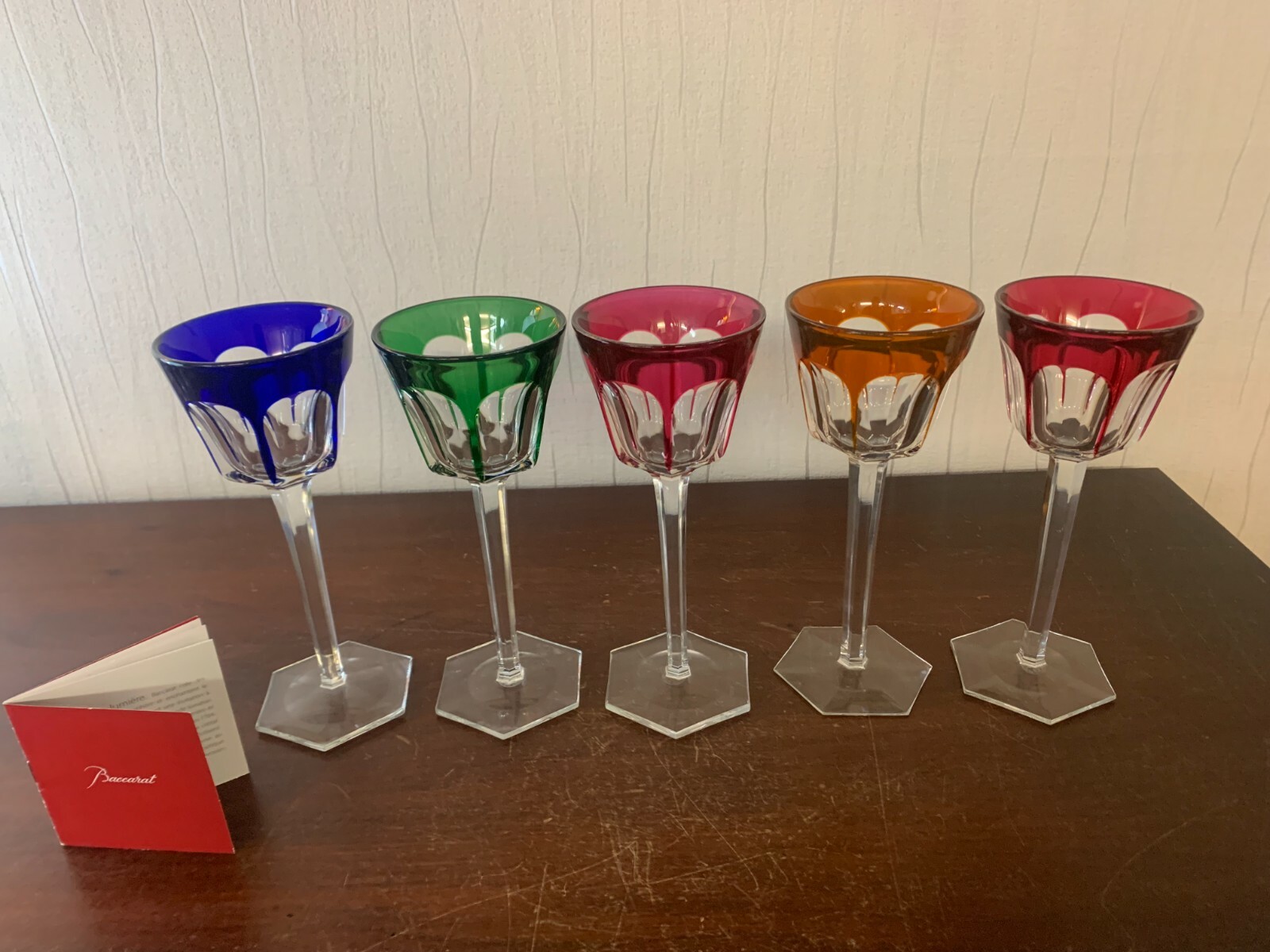 5 Harcourt Color Crystal Glasses From Baccarat (Price For The Lot Of 5 Glasses)