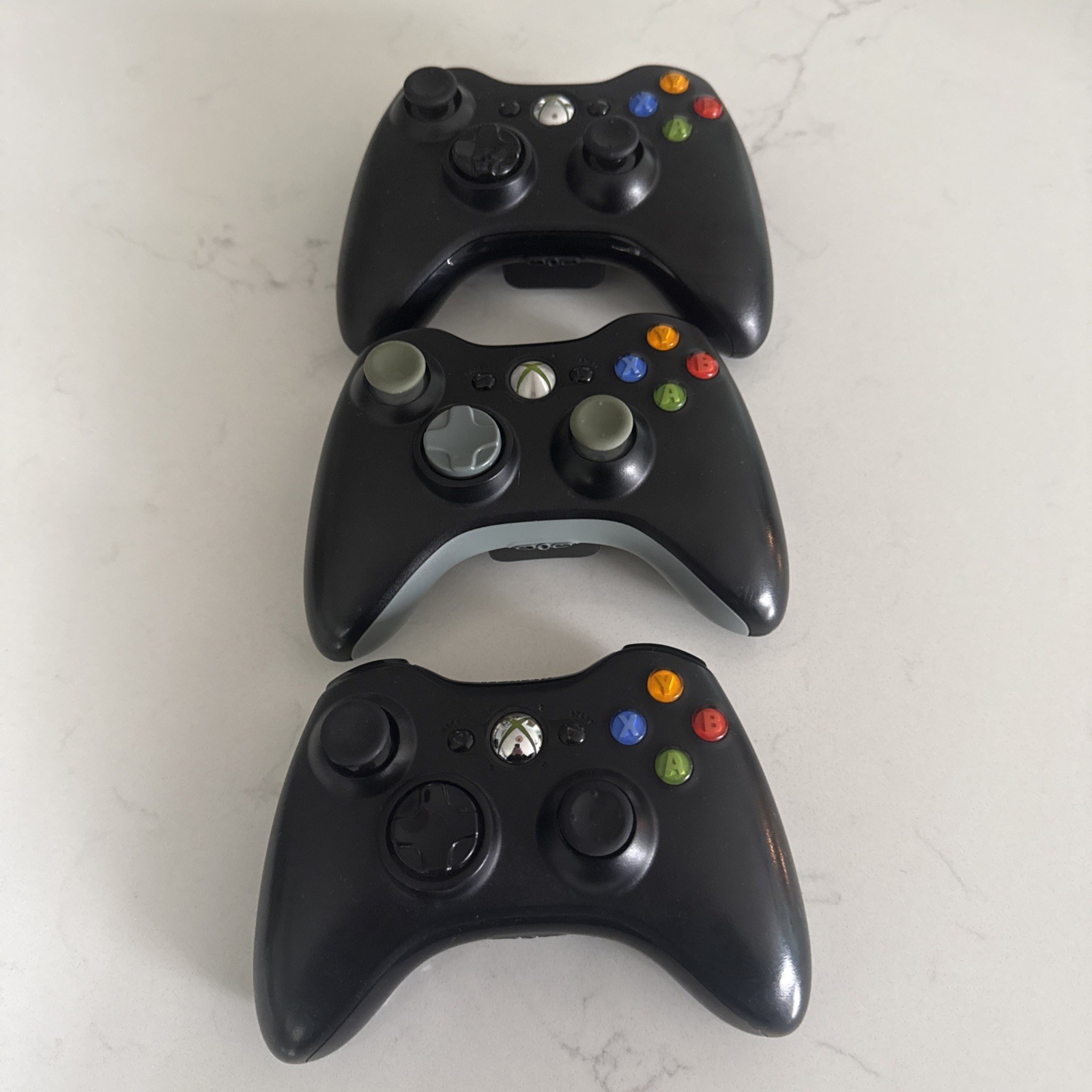 Lot of 3 Microsoft Xbox 360 Wireless Controllers Tested Working