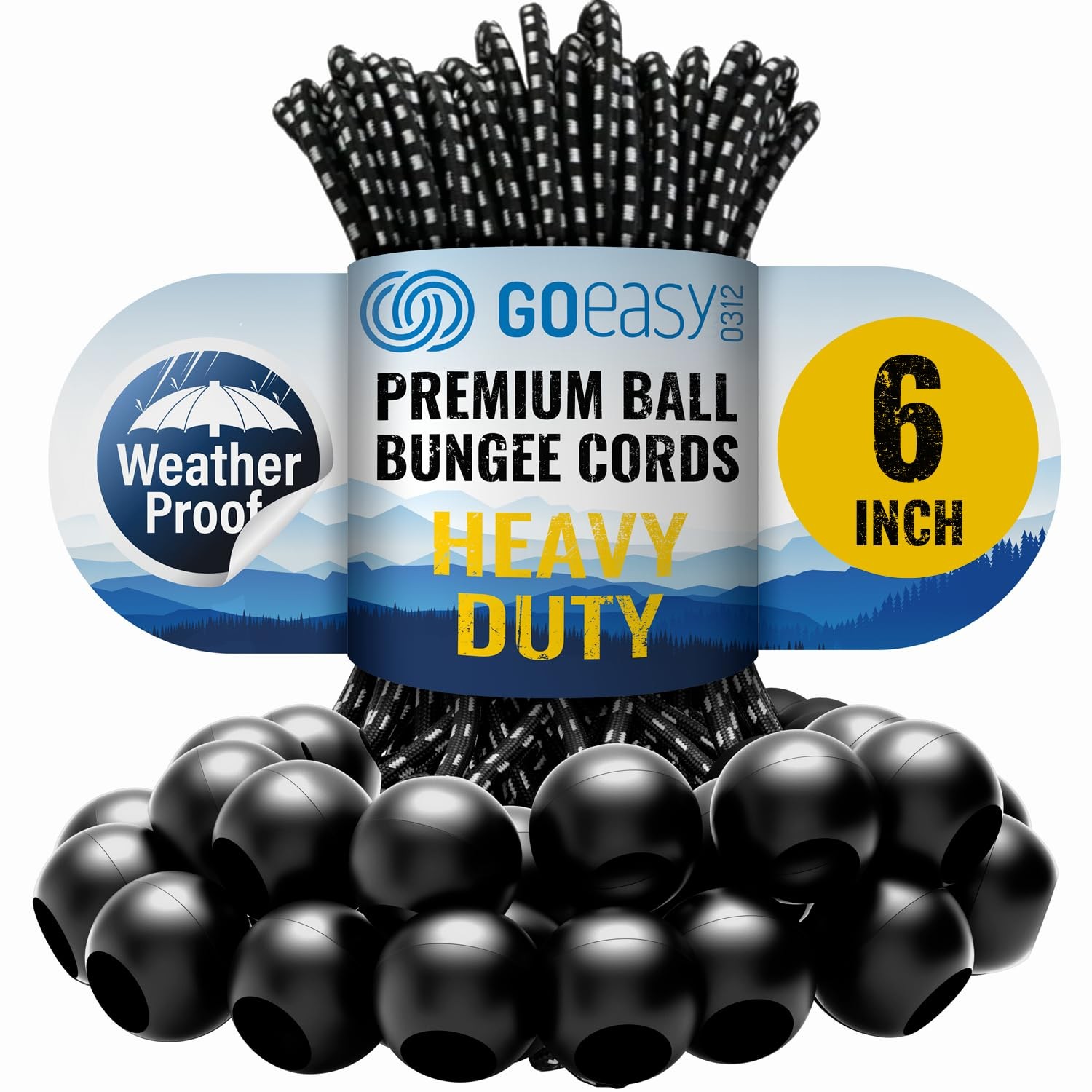 GOEASY0312 Ball Bungee Cords 6 Inch - 50 PCS 50 pcs Balls, Black 