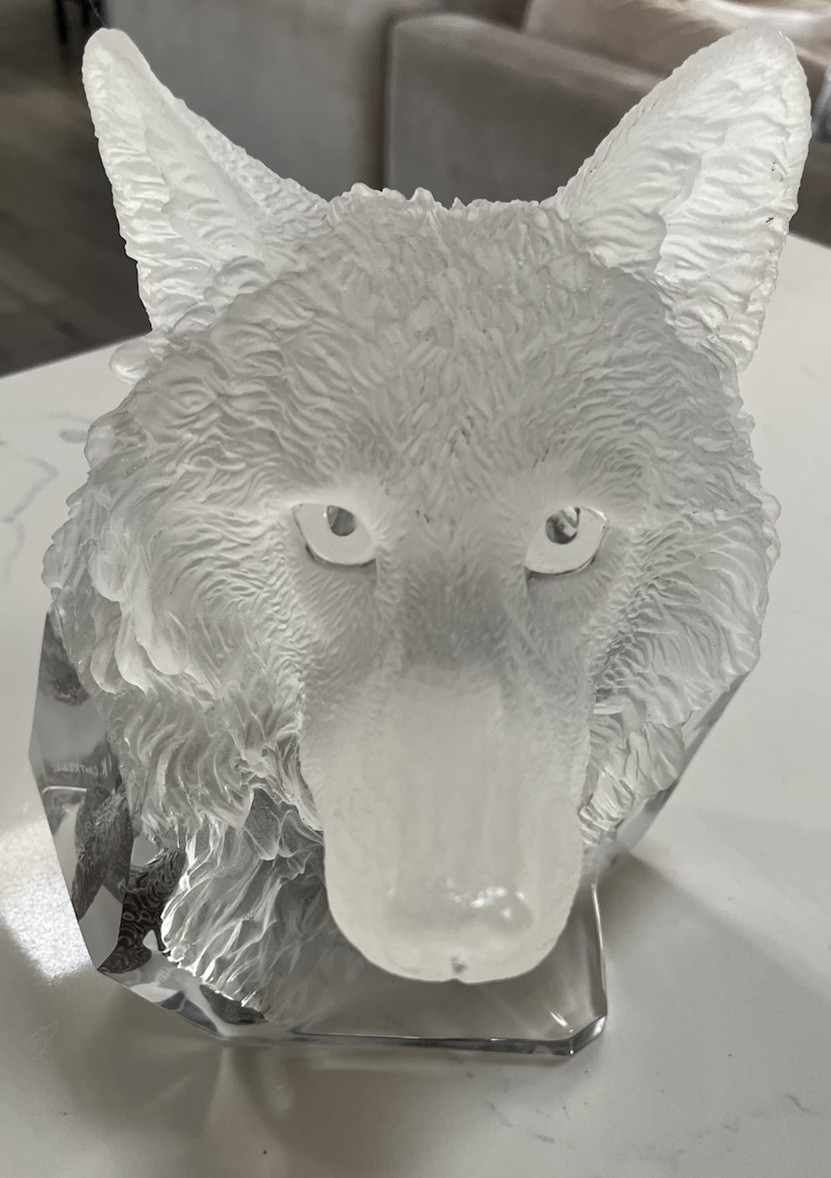 Kitty Cantrell Devotion Wolf Sculpture - Signed Wildlife Carvings Decorative