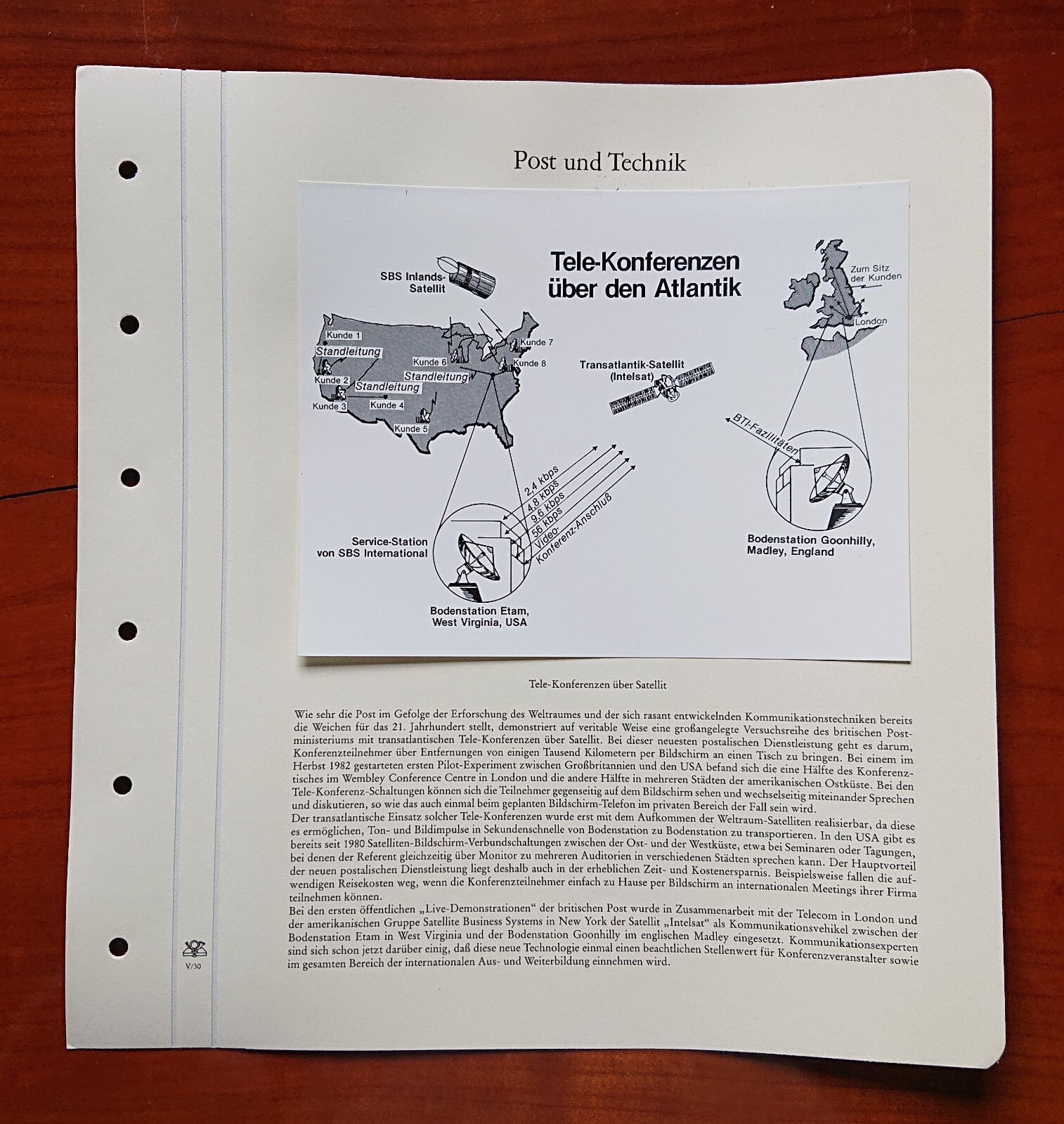 Vordruckblatt Post And Technology Tele Conference via Satellite Atlantic UK USA