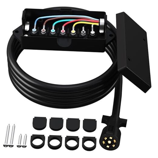Heavy Duty 7 Way Plug Inline Trailer Cord 12 Ft Wiring 12FT With Junction Box