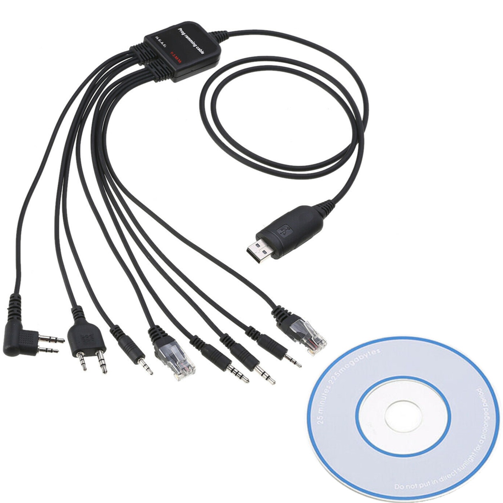 8in1 USB Programming Cable Cord Wired For Baofeng Motorola Kenwood HYT Radio CD