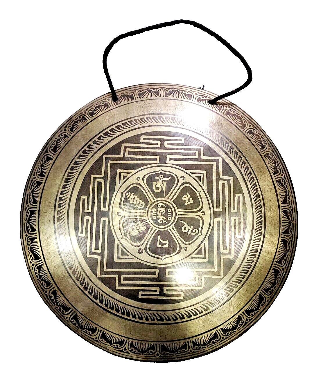 Handmade Gong 30 Cm Nepali Made Tibetan Design Excellent Quality 