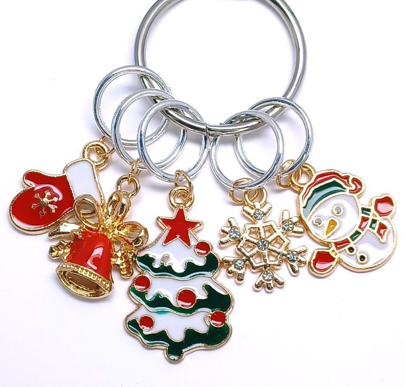 MikieLou Stitch Markers Premium Enamel Tree Winter Christmas Holiday Knitting
