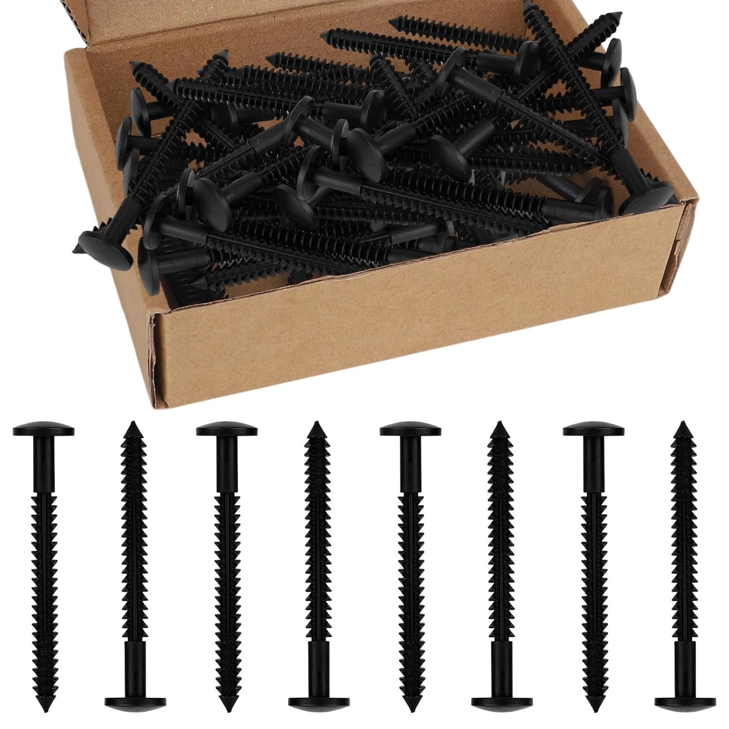 60Pcs Vinyl Shutter Fasteners, 3 Inch Black Shutter Screws Window Panel Pegs Anc