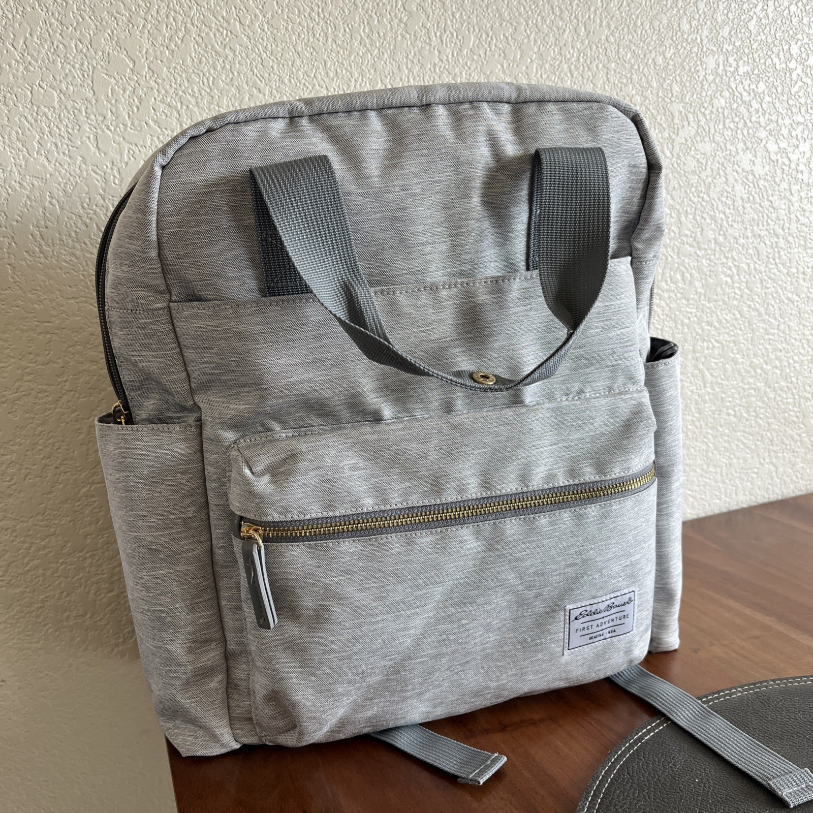 Eddie Bauer Cascade First Adventure Backpack Diaper Bag Gray with Change Pad