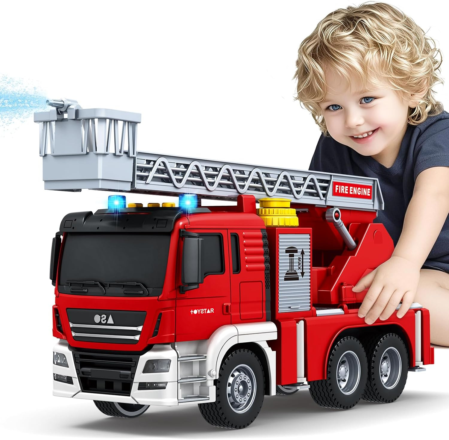 Kids Toys for 3 4 5 6 7 8 Years Old Boys, Large Fire Truck Toy, Friction Powered