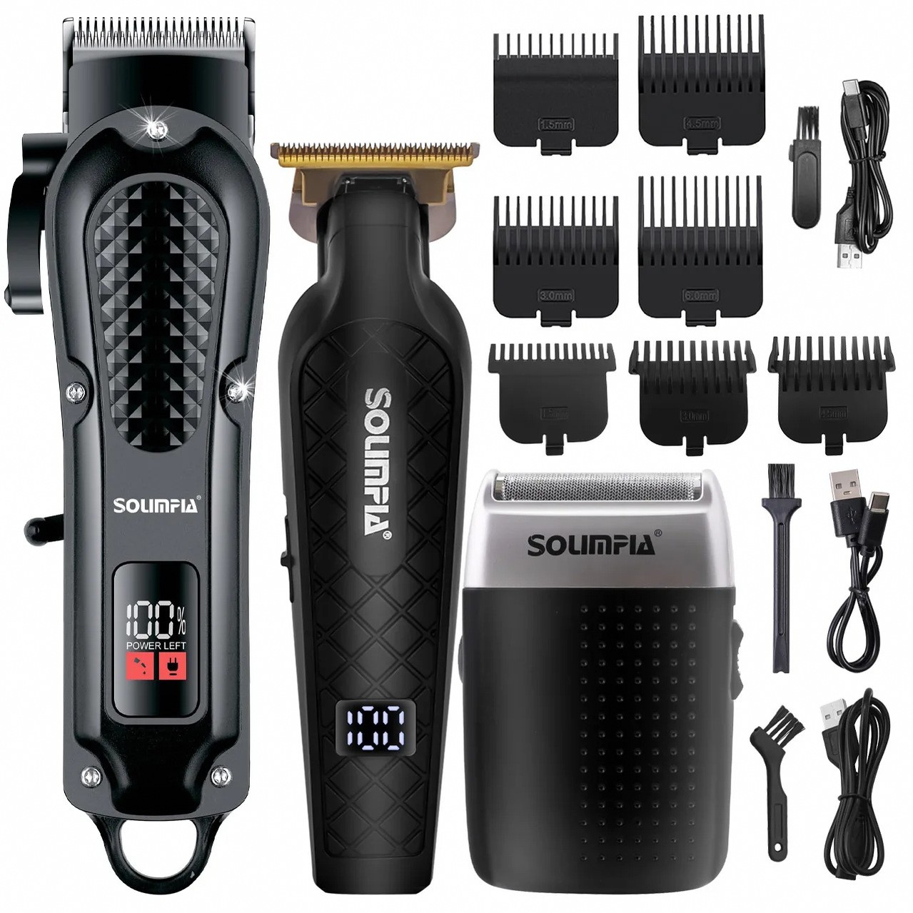 Solimpia Hair Clippers Set Machine Oil Head Carving Digital Display Haircut