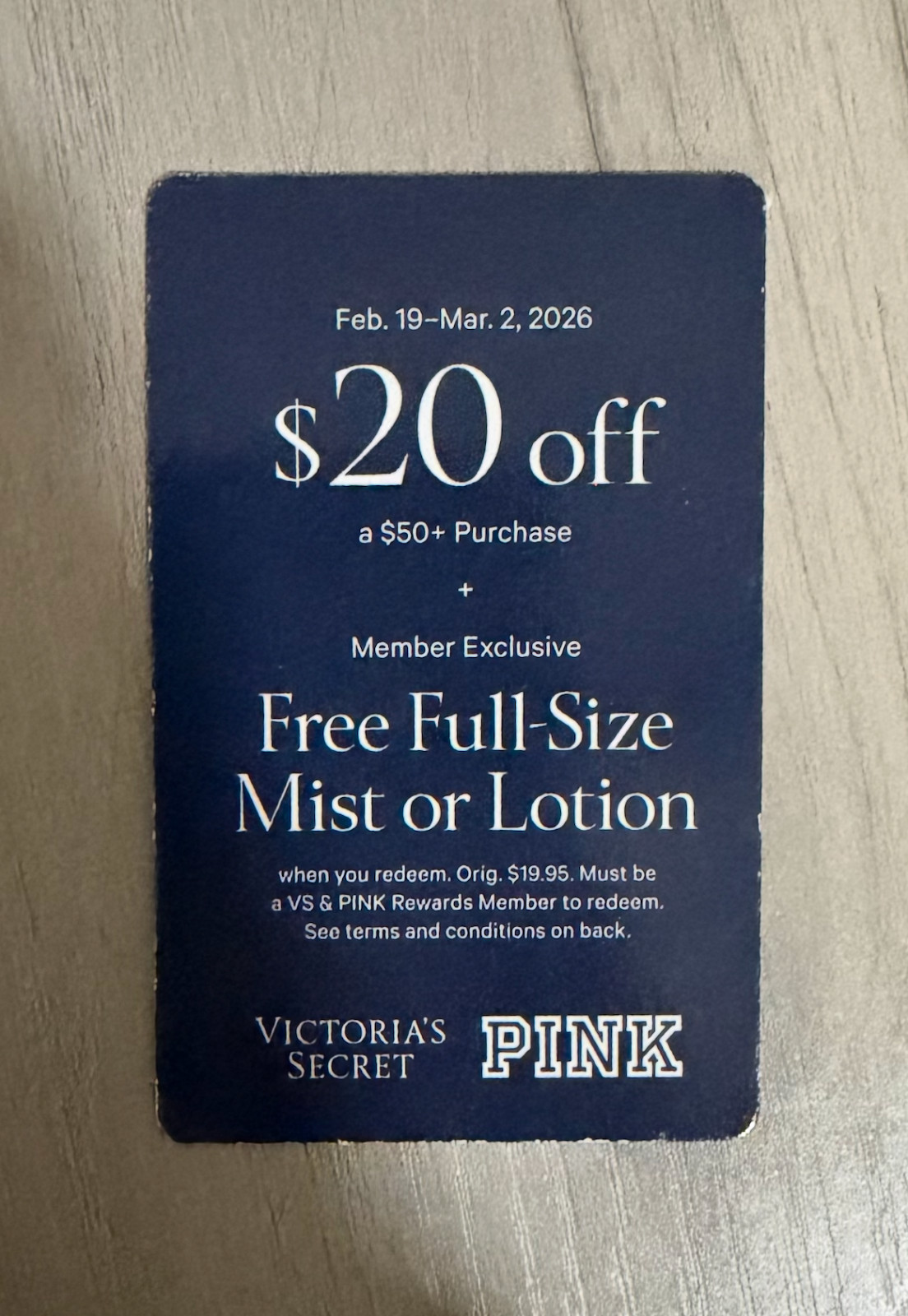 VICTORIA'S SECRET & PINK Coupons $20 OFF $50 + Mist or Lotion Gift Exp 3/2/2026
