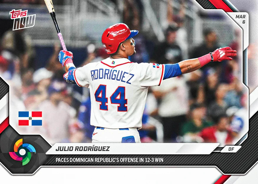 Julio Rodriguez 12-3 Win- 2026 World Baseball Classic Topps NOW - Card 7 Presale