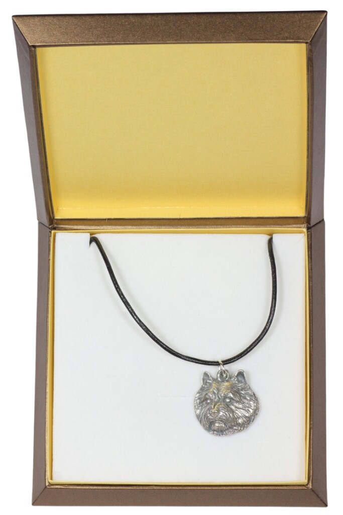 Norwich Terrier - Dog Collar IN Geschenkbox, Silver Plated Medallion for Dog