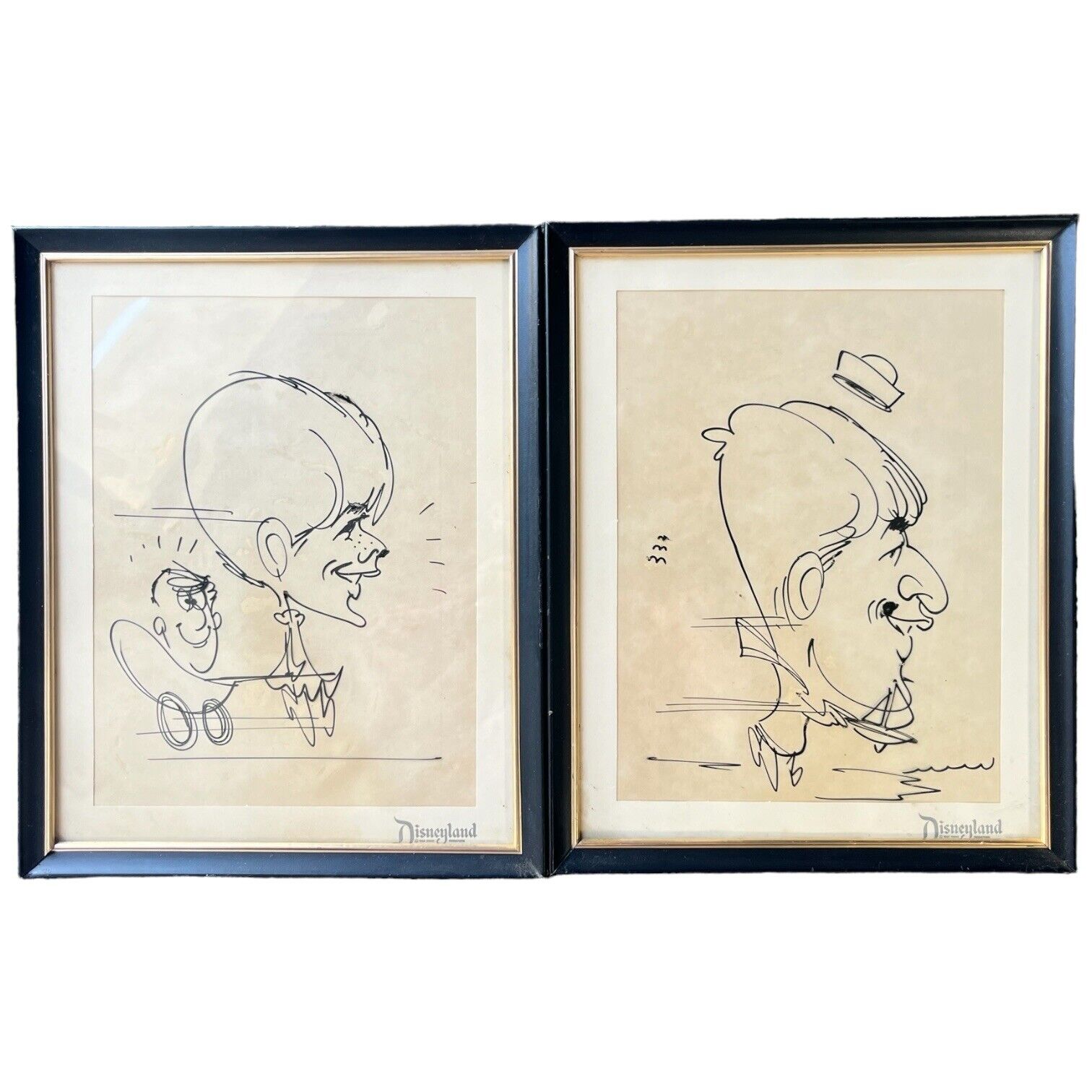 Vintage Disneyland Walt Disney Productions Park Caricature Silhouette Sketch 2