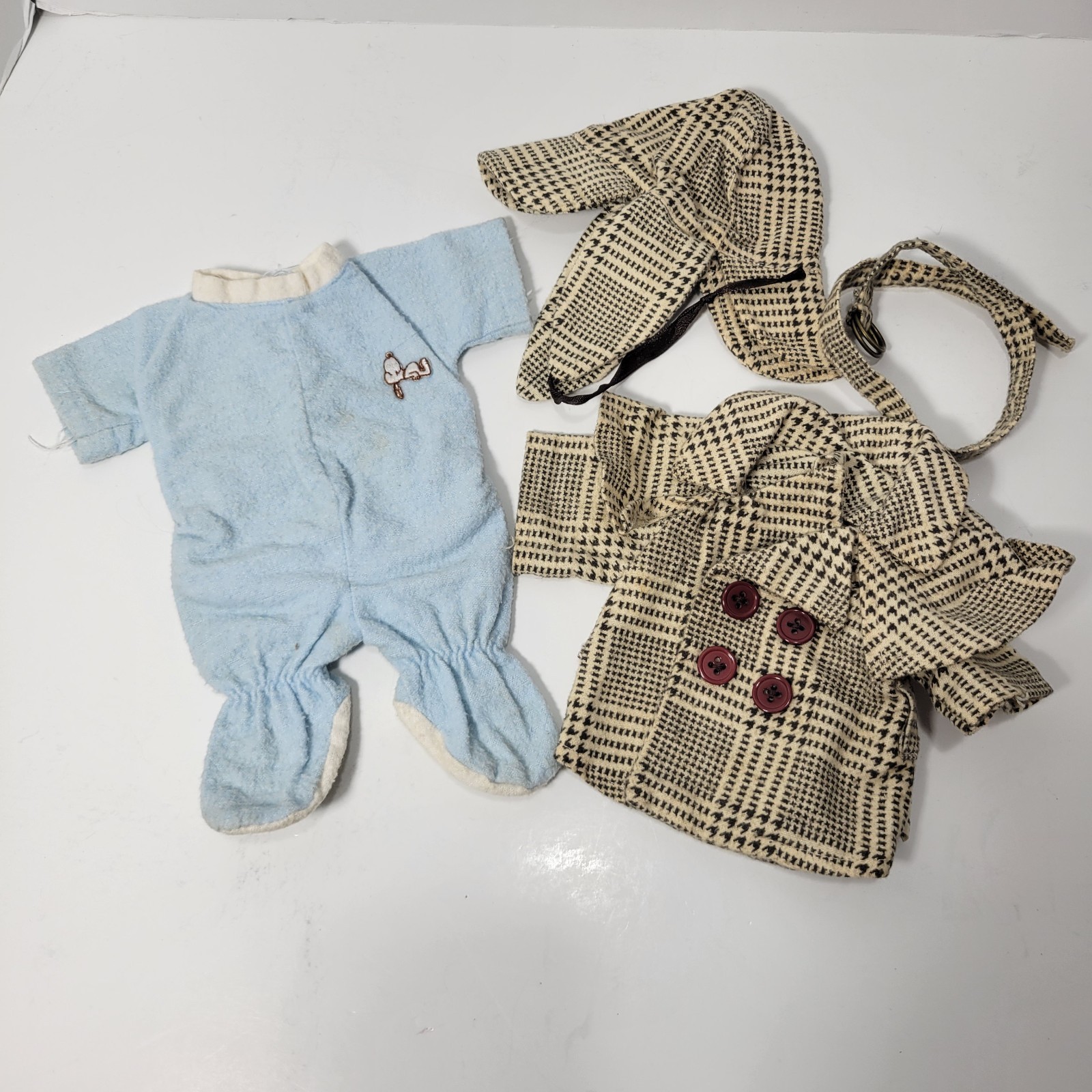 VTG 18” Snoopy Doll Clothes Peanuts Detective Pajamas READ 