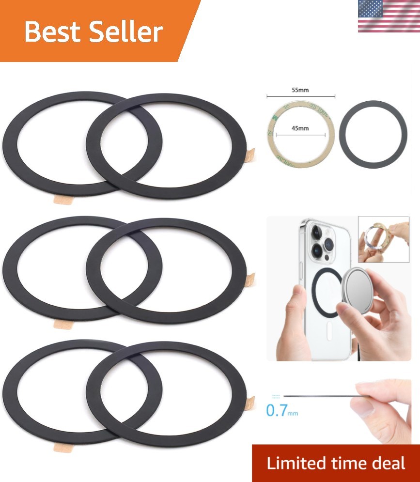 Ultra-Thin Adhesive Metal Ring for Phones - Secure Fit with Magnetic Accessories