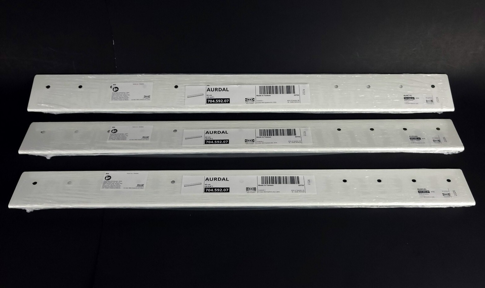 (Lot of 3) IKEA AURDAL Suspension Rail White  25 5/8" 704.592.07 New