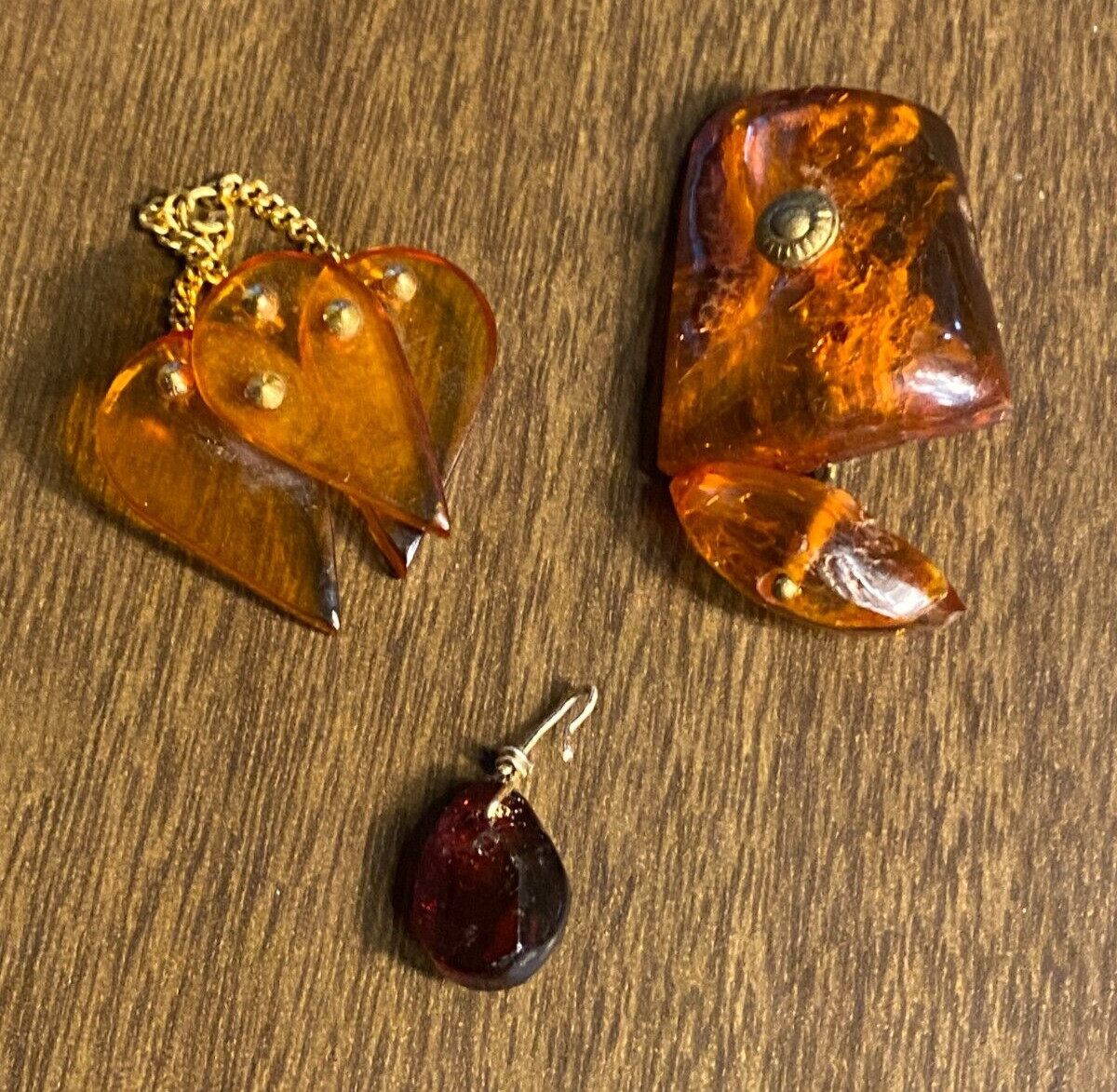 3 Vintage Natural Genuine Baltic Amber Pendants Up cycle Refurbish 1/2"-1 1/2"