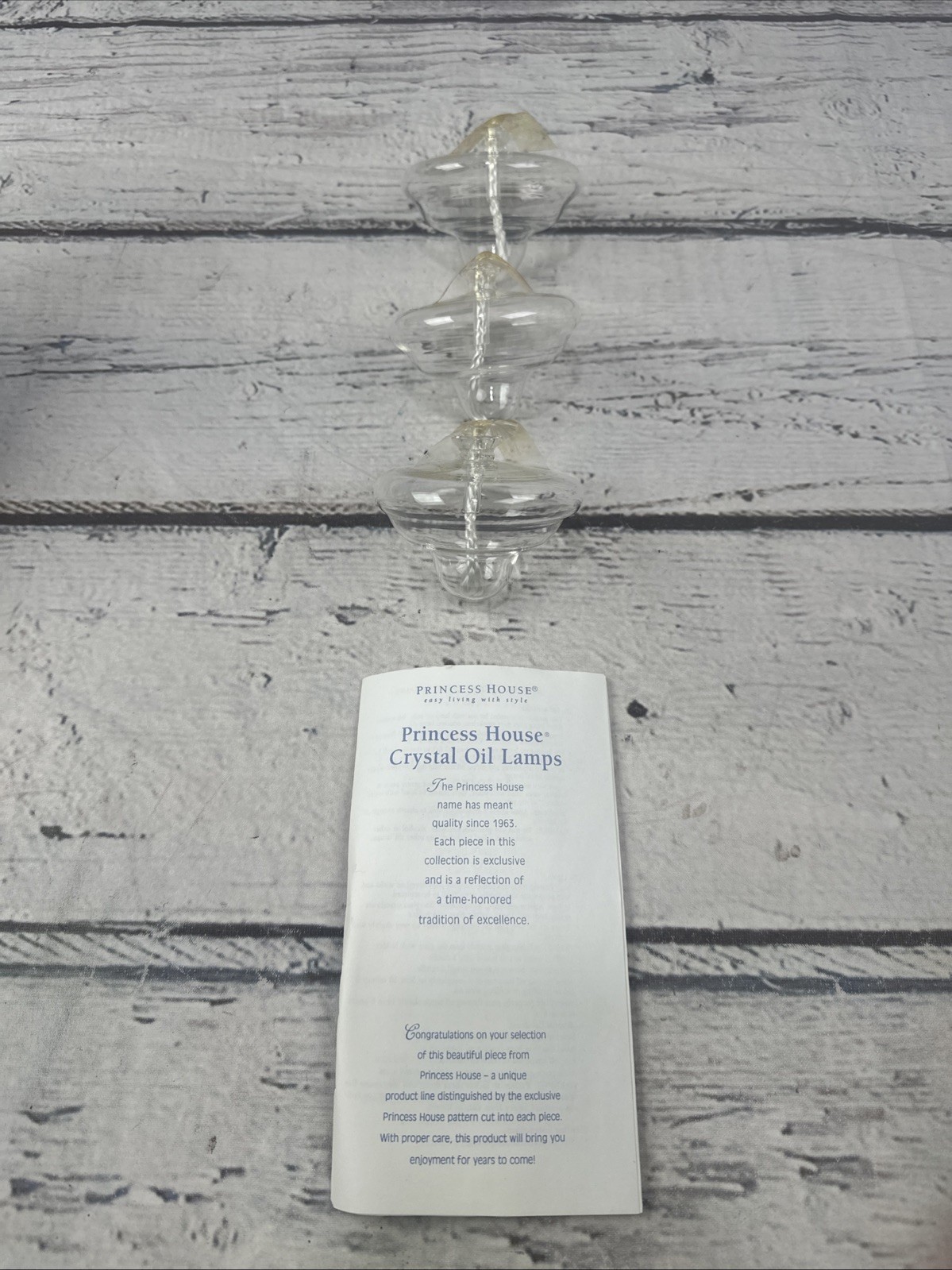 Princess House Heritage #601  3 Crystal Floating Oil Lamps NIB