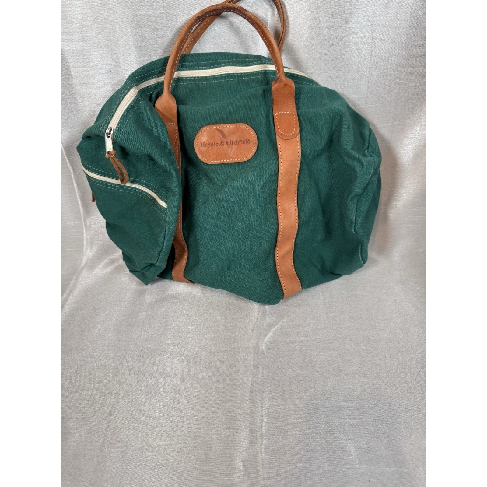Haynie & Litchfield Canvas Leather Trim Duffel Travel Bag Green