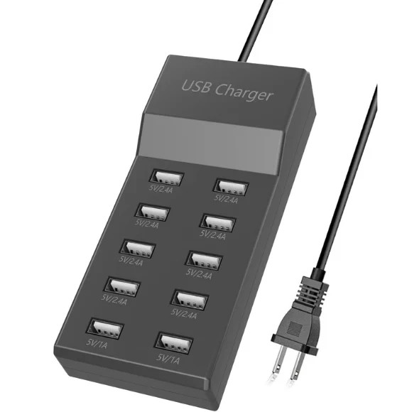 USB Charging Station 10-Port USB Charging Hub Family-Sized Smart Multi USB Charg