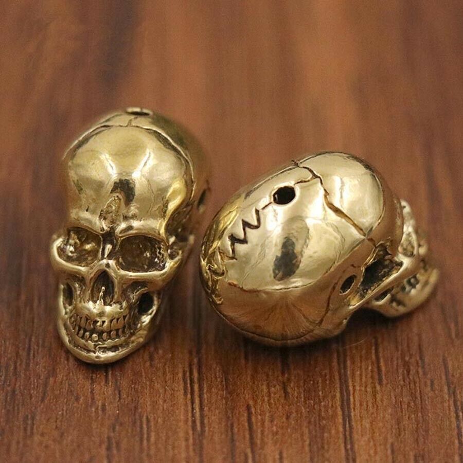 Skull Pendant Craft Bead Lanyard Bead Skull Paracord Beads EDC Solid Brass Gift