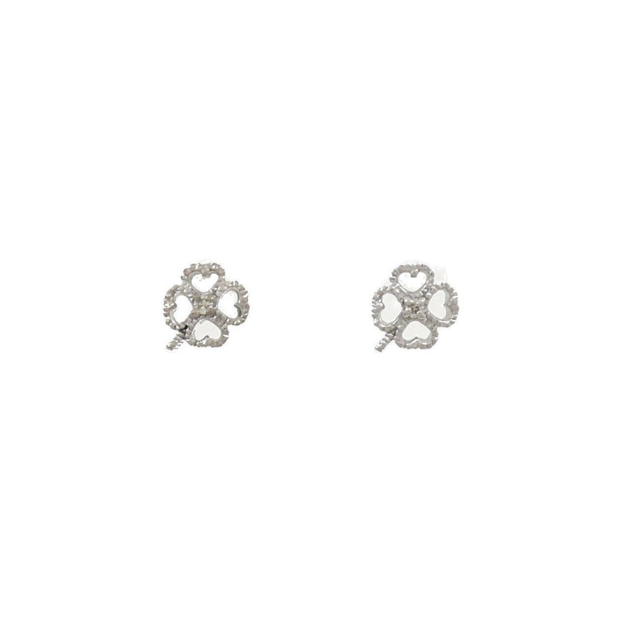 Authentic K18WG Clover Diamond Pierce 0.02CT #260-008-020-5951