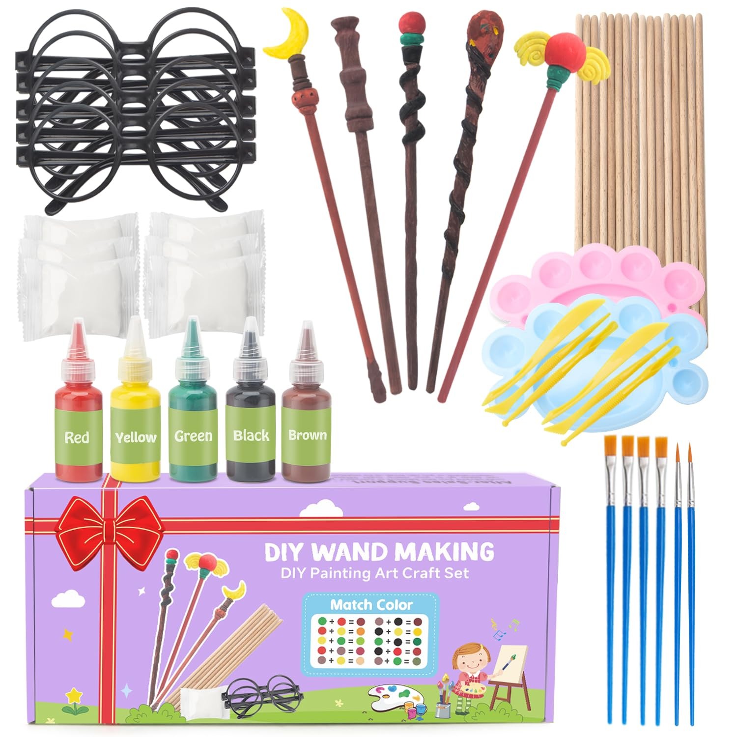 DIY Magic Wand Making Kit, Painting Art Craft Set, Wizard Glasses for School ...