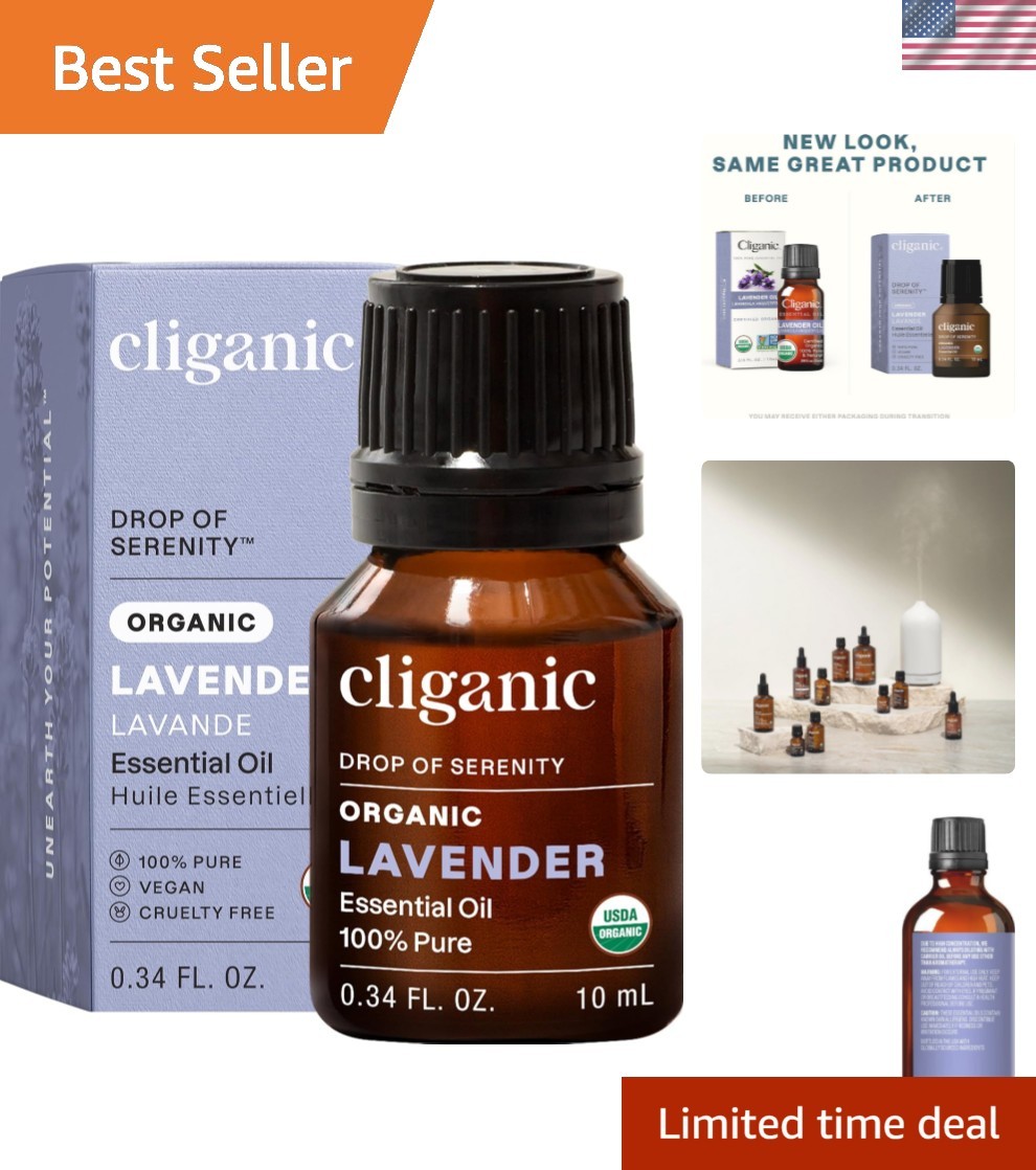 Organic Lavender Essential Oil - 100% Pure Natural Undiluted, for Aromatherap...