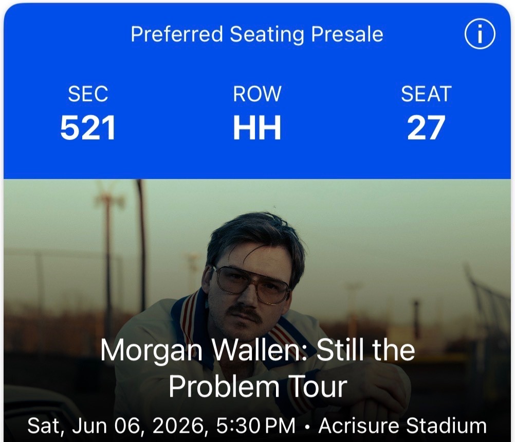 TWO Morgan Wallen Tickets for Pittsburgh - Saturday June 06, 2026