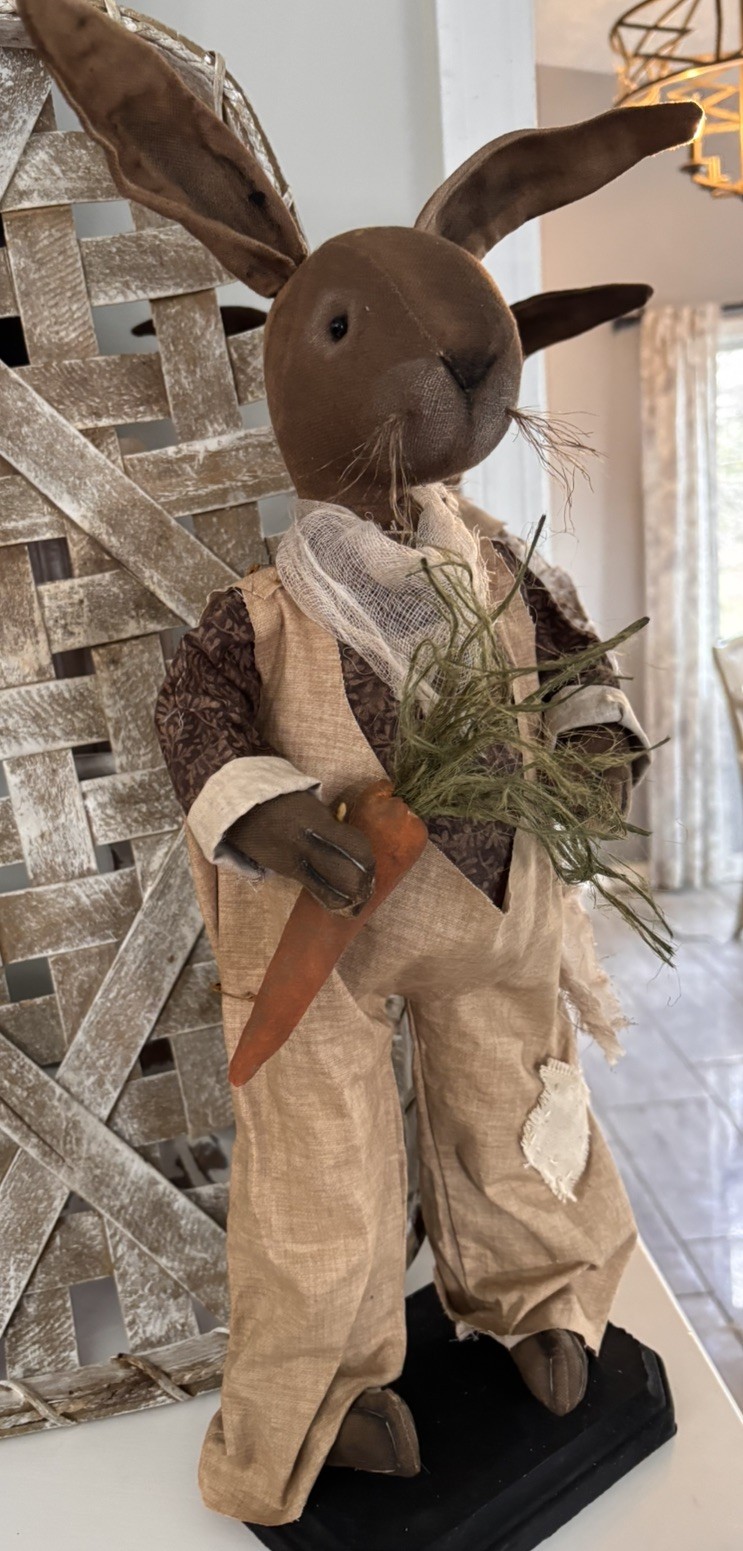 Primitive Handmade grungy  rabbit bunny Doll Folk Art Handmade  17 in