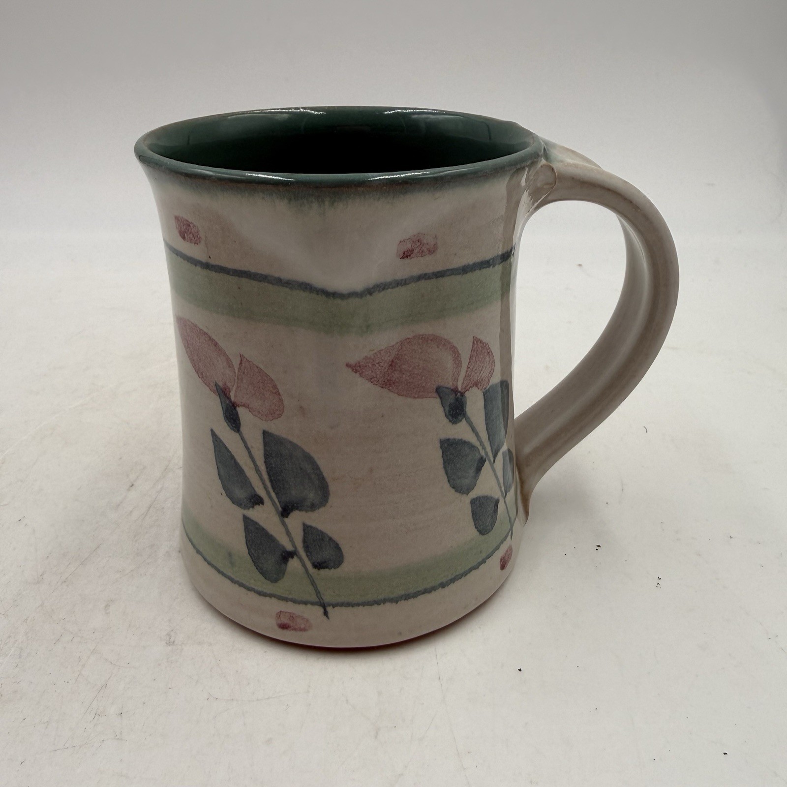 Studio Art Pottery Signed Hand Crafted Coffee Mug 4.25” Tall E Saslaw Lincoln VT