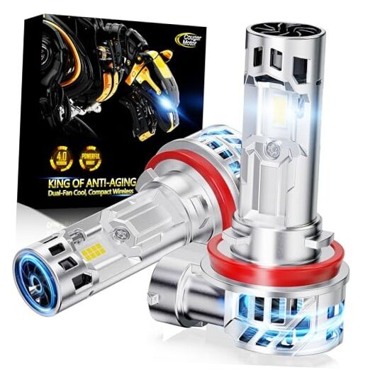  Fog Bulbs Bulb with Dual Cooling Fan, 10X Brightness Real 1:1 Size, Long H11