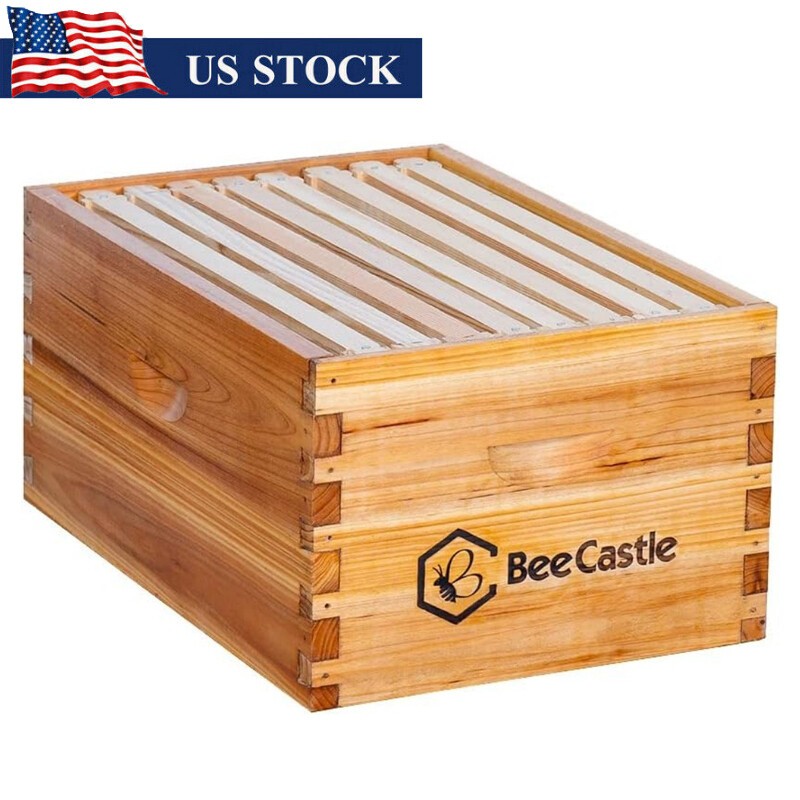 Heavy Wax Coated Langstroth Unassembled Deep Brood Box W/ Frames Beeswax Sheet