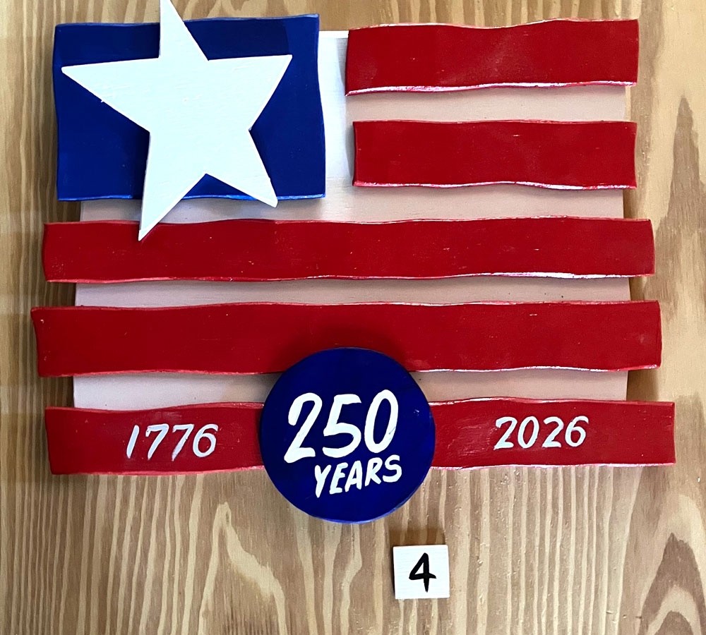 250th BIRTHDAY - FOLK ART FLAG - 15" x 18"  Never 2 Alike  (4)