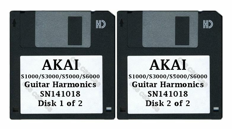 Akai S1000 / S5000 Set of Two Floppy Disks Guitar Harmonics SN141018