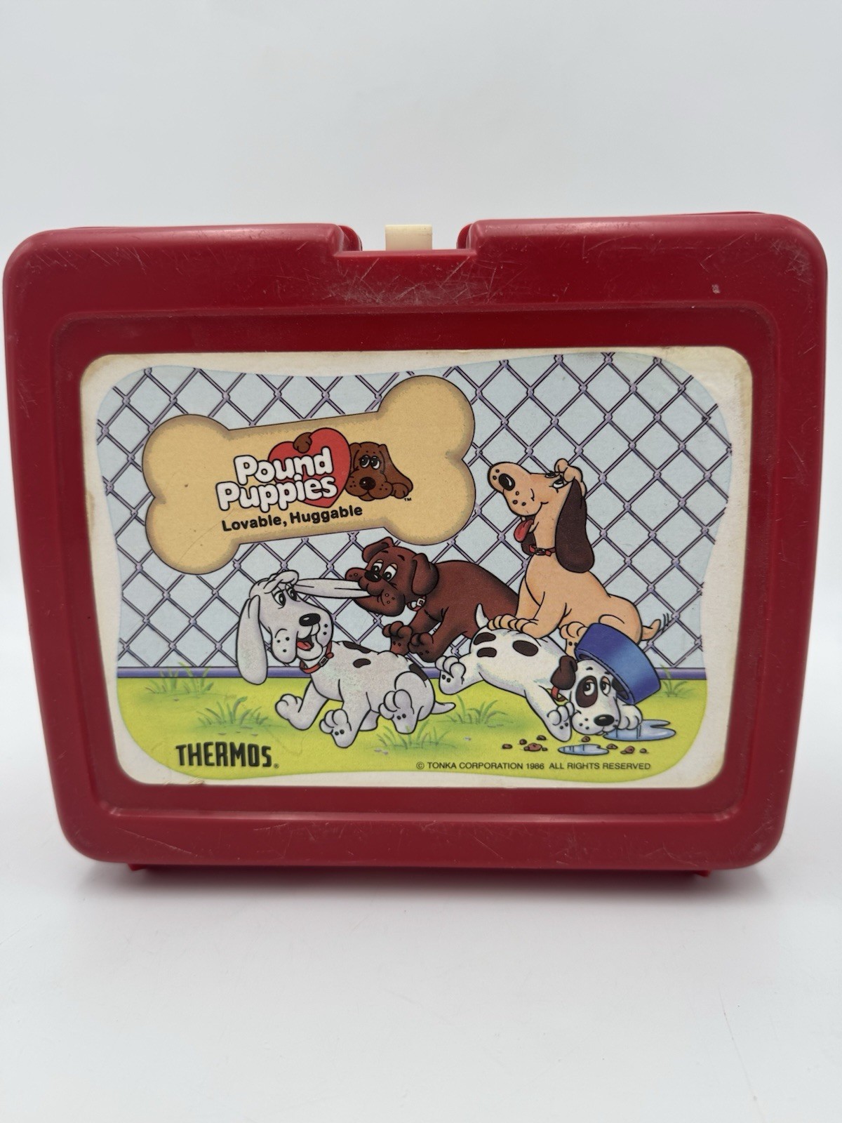 1986 Tonka Pound Puppies Thermos Lunchbox Vintage Plastic Lovable Huggable EUC