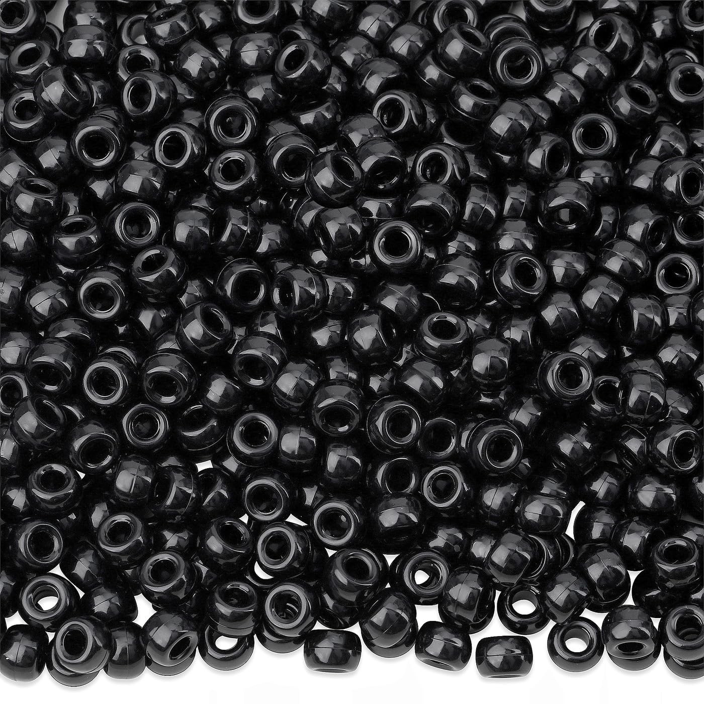 NUKAYAI 1000Pcs Black Pony Beads 6x9mm Perler Bulk for 6x9mm, 