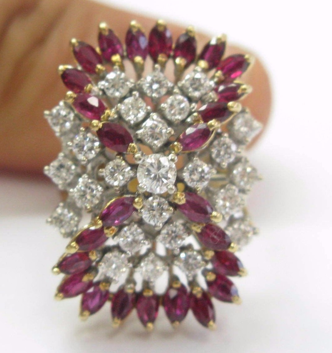 Ruby & Diamond Cocktail Ring 14Kt Yellow Gold 2.35CT