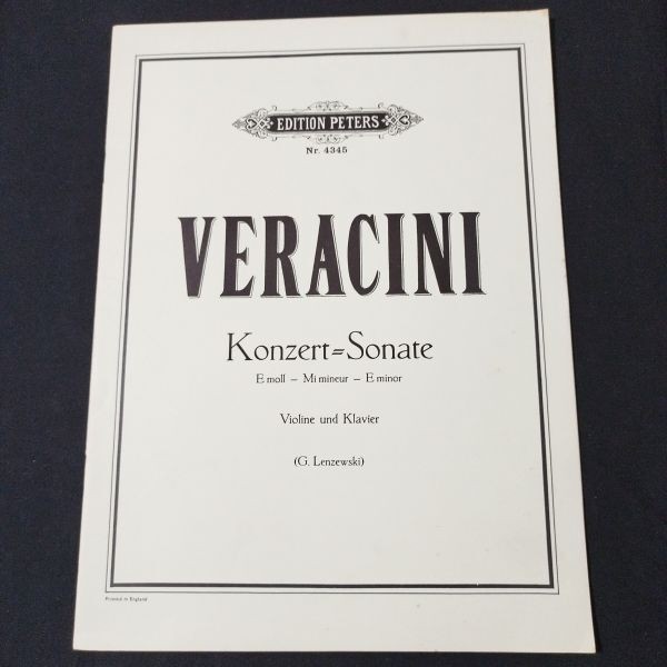 Score Violin/Piano Veracini Concerto Sonata in E Minor, G.Lenzewski Edition*with