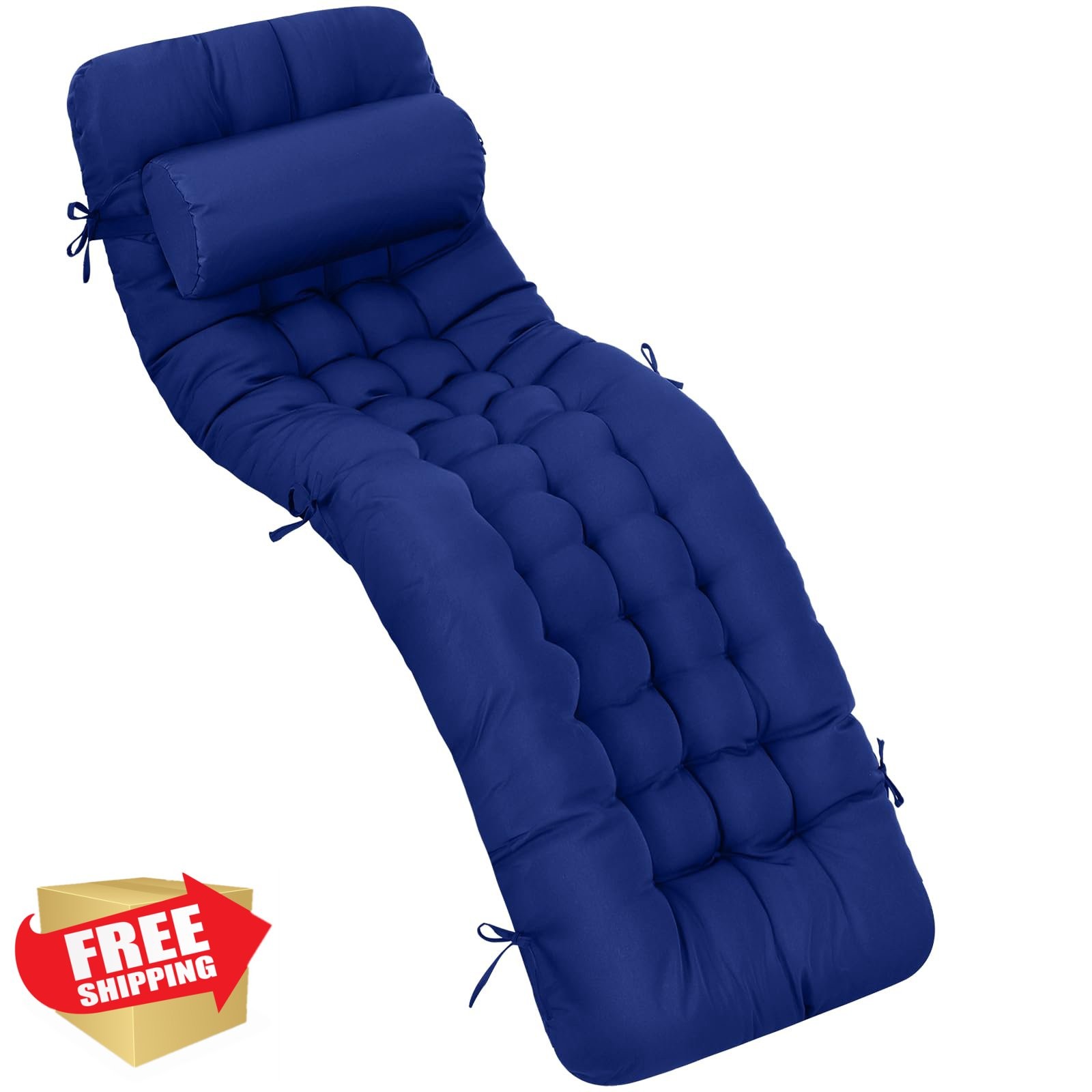 Tudomro Blue Chaise Lounge Cushion 66'' Waterproof Patio Outdoor
