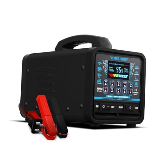 12V 24V 0-20A Car Battery Charger Heavy Duty, Smart Trickle Charger 20A BLACK