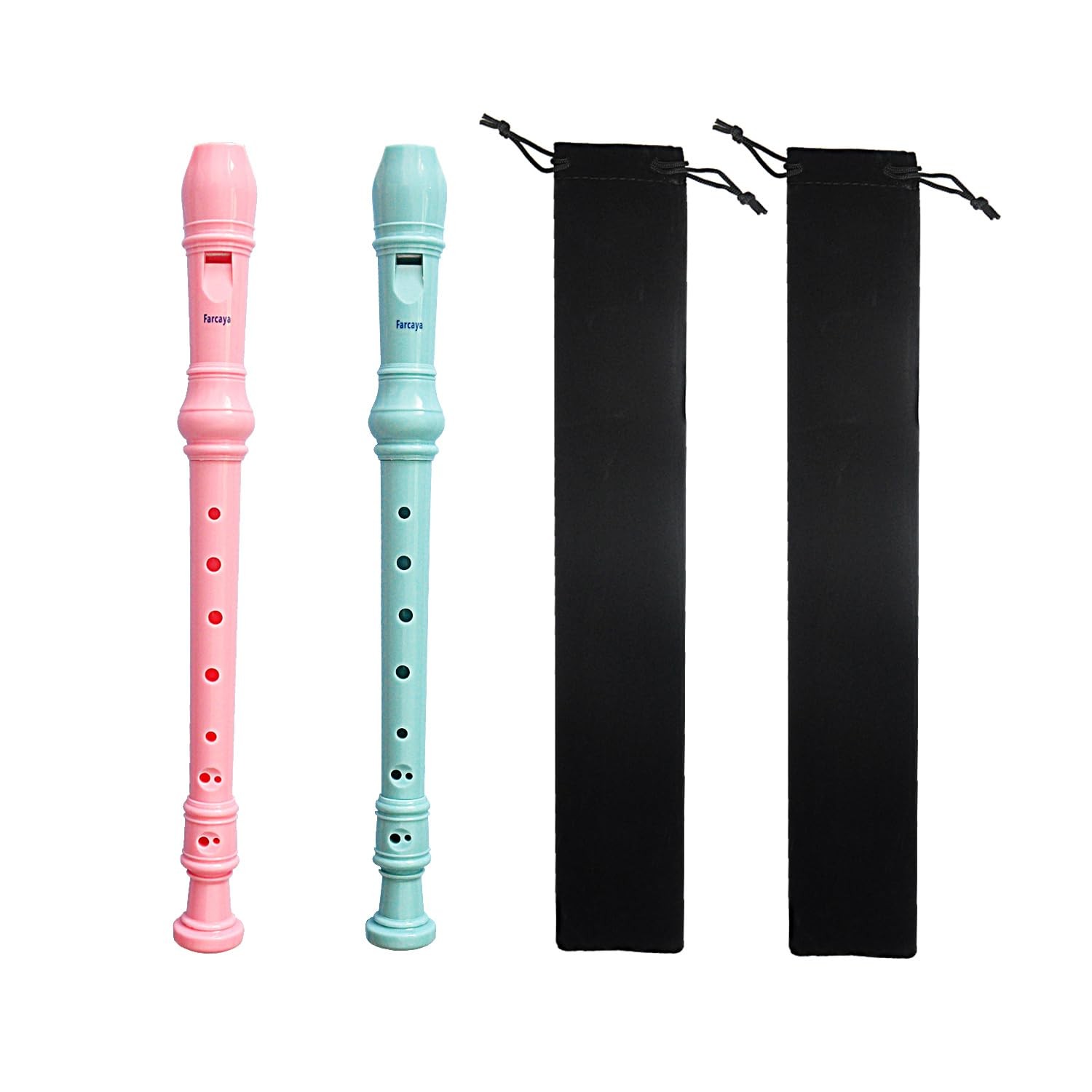 Farcaya 2-Piece Soprano Recorder Instrument for Beginners Pink+Light Blue 