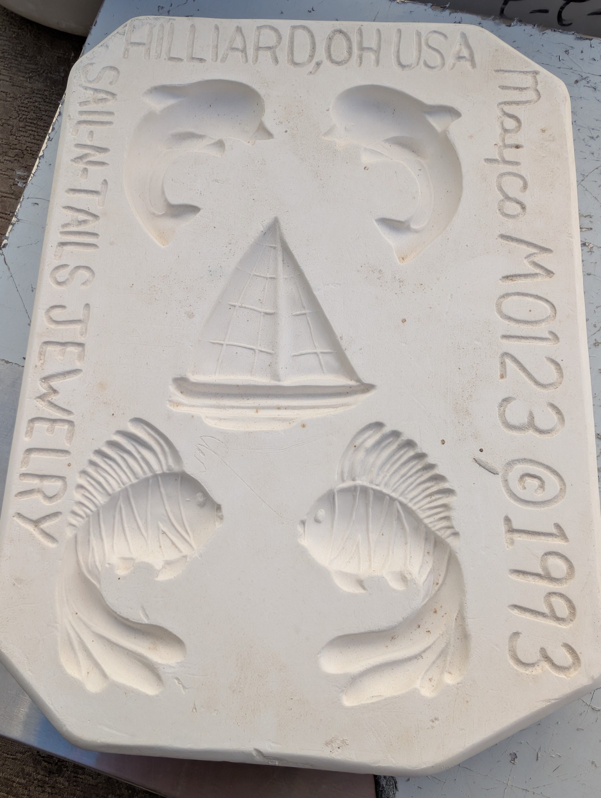 Nautical  Fish Sailboat Vintage Slip Casting Ceramic Mold