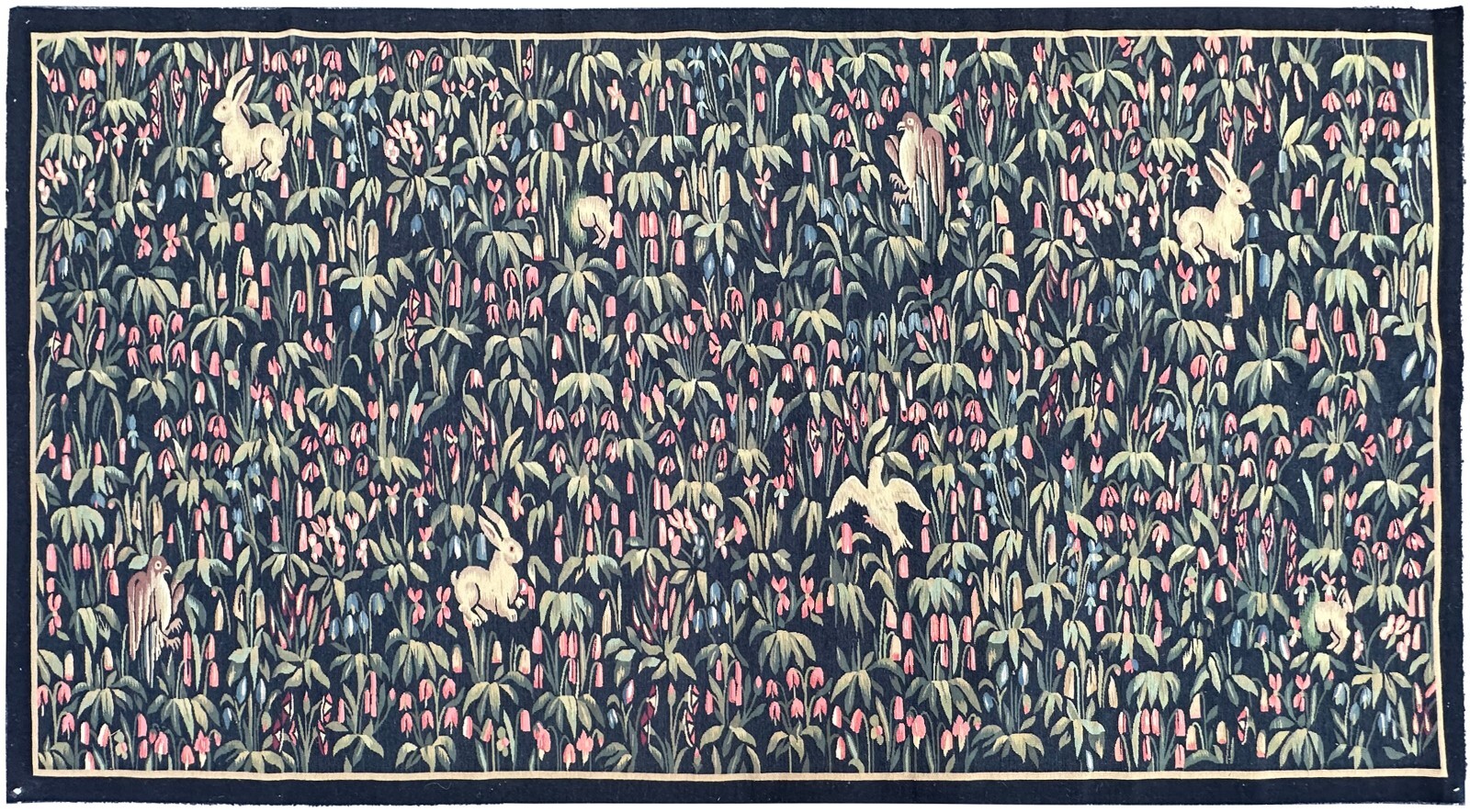 4x8 Antique French Handmade Landscape Tapestry Signed c.1930