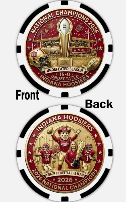 2026 NATIONAL CHAMPIONS - INDIANA - COMMEMORATIVE POKER CHIP